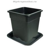 Set farfurie + ghiveci pătrat Negru Vega 