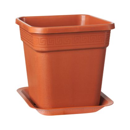 Set ghiveci pătrat terracotta Vega 11l cu farfurie