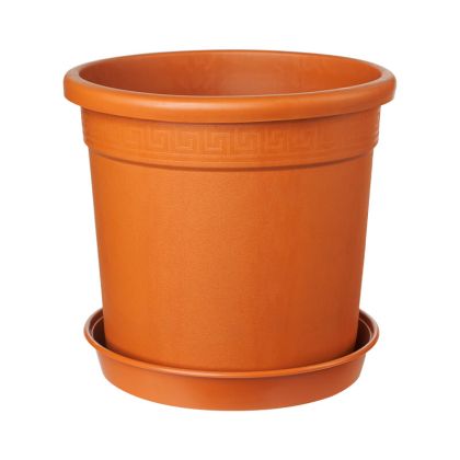 Set ghiveci rotund Perseo terracotta 30l cu farfurie