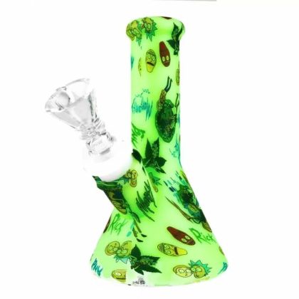 Bong din silicon - desene animate verde 13cm