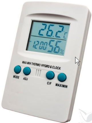 Termohigrometru cu ceas - Vanguard Hydroponics